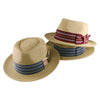 Woven Straw Fedora Hat with Striped Band for Men and Women