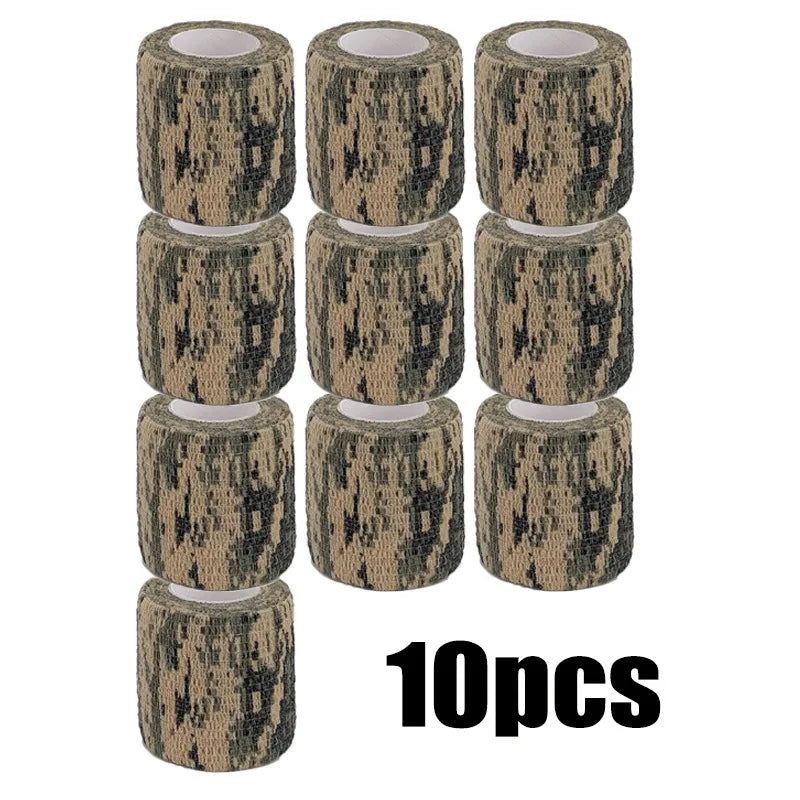 Paquete de diez vendas elásticas de camuflaje para deportes y caza