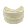 A beige boho wide headband hair wrap for women