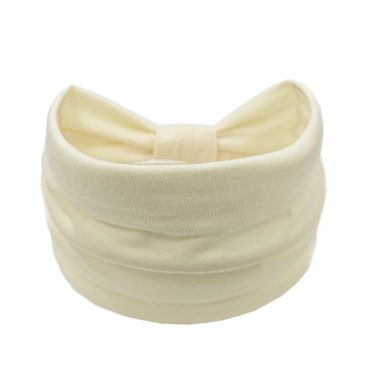 A beige boho wide headband hair wrap for women