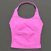 Helles pinkes, nahtloses Strick-Sport-BH mit Rundhalsausschnitt und figurbetontem Design.