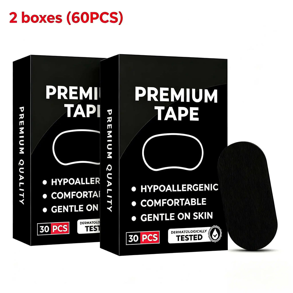 Two boxes of premium tape for medical grade anti-snoring nasal strips with 60 pieces total.