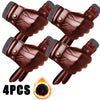 Men's Genuine Leather Touchscreen Gloves with Soft Fleece Lining