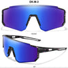 Front view of DK-M-3 youth sunglasses with a purple lens and black frame at a 45 degree angle.