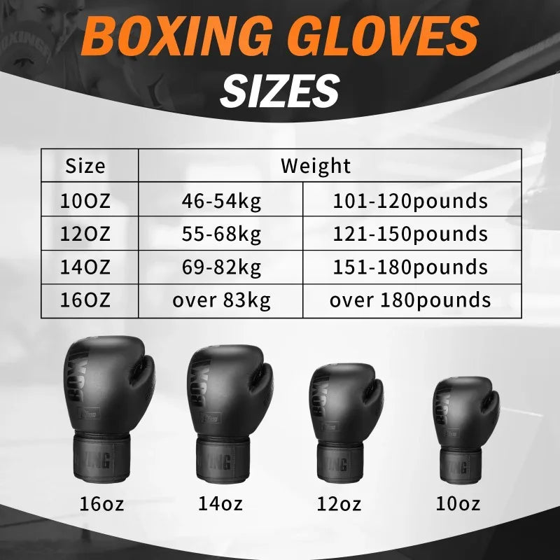 Professional PU Leather Boxing Gloves for Training and Sparring