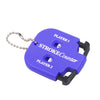 A purple portable golf score counter device with Player 1 and Player 2 slots.