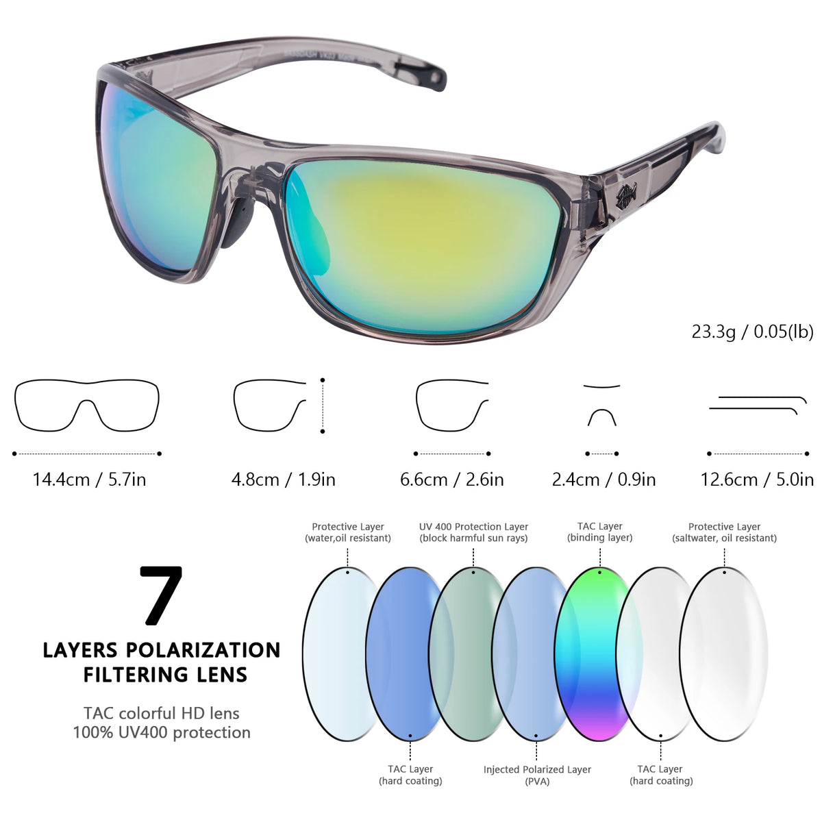 Polarized Sports Sunglasses for Fishing, Driving & Outdoor Activities