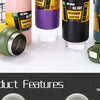A collection of insulated stainless steel water bottles in various colors including pink, purple, and green, some with straws