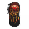 A black pouch featuring a red and gold Spider-Man mask design with a spider web pattern.
