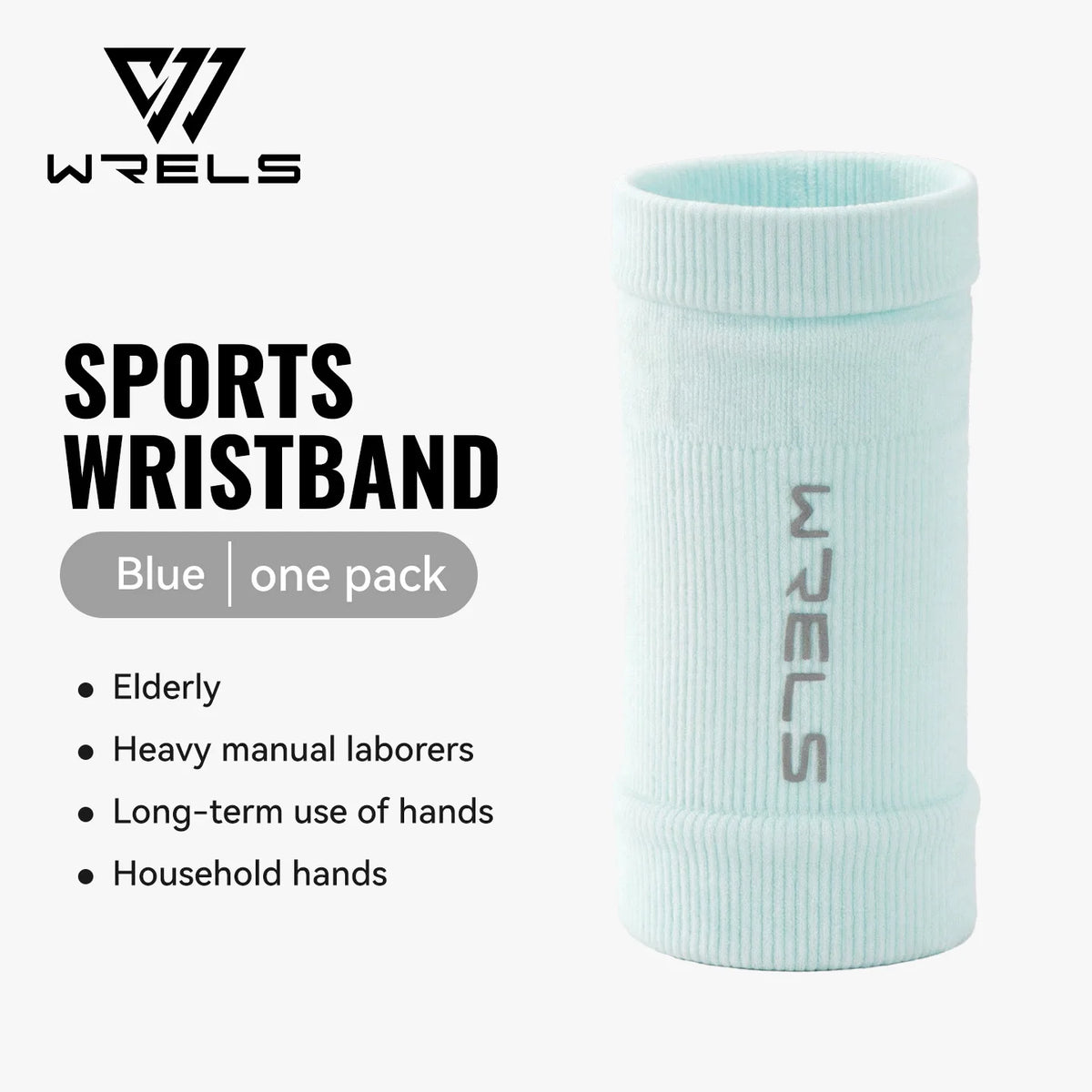 سوار رياضي أزرق فاتح يحمل شعار WRELS على الكم.