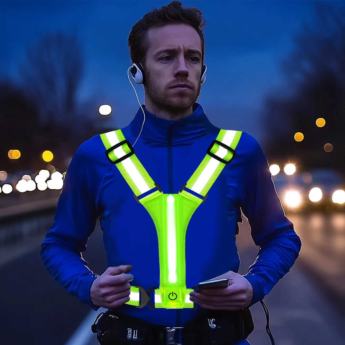 LED Reflective Running Vest with USB Rechargeable Lights