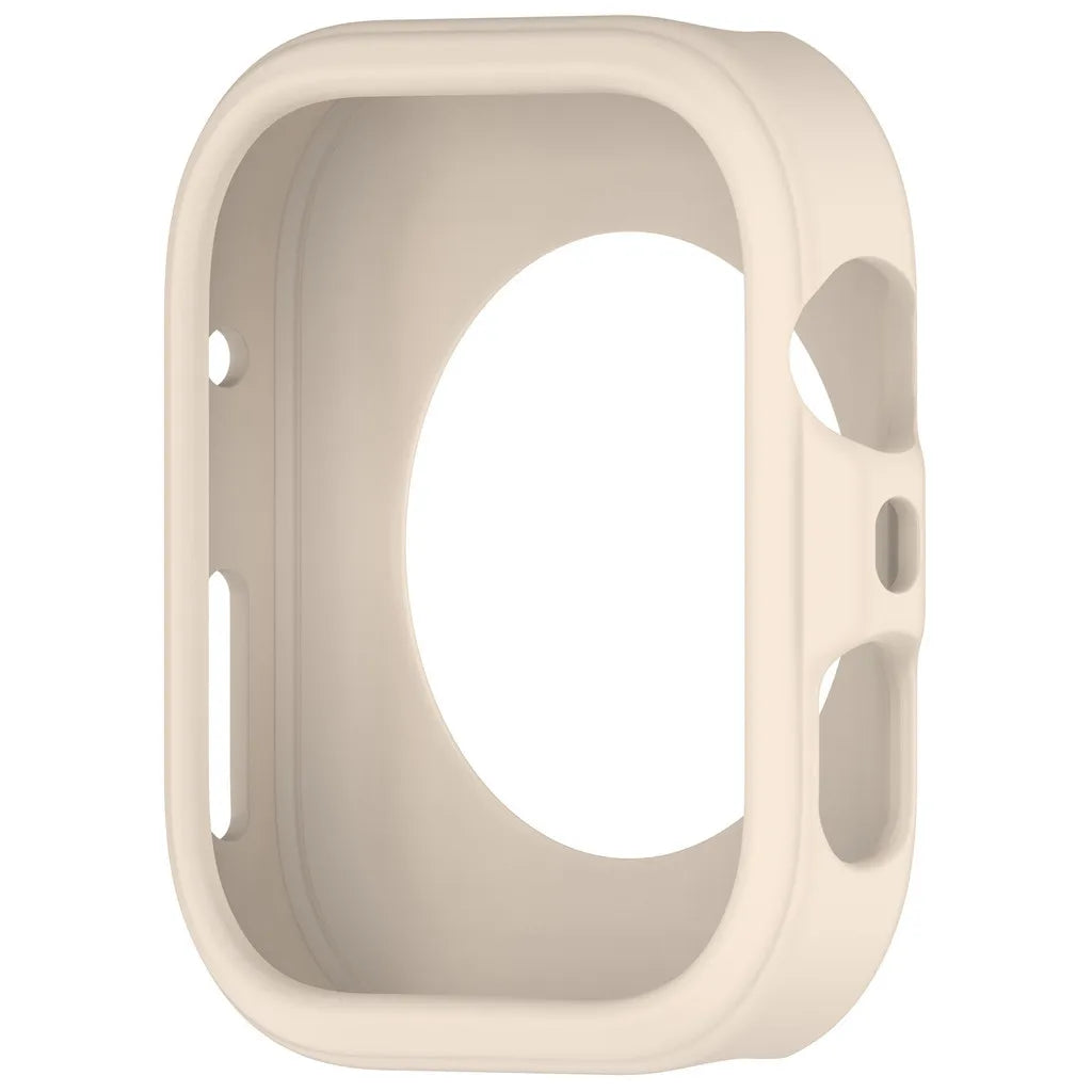 Coque de protection en silicone beige pour une Huawei Watch Fit 4 ou Pro, vue de face.