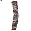 A dark blue arm sleeve featuring a graphic design of a fierce dragon head and scales.