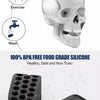 Black silicone jawline exerciser and facial toner shown with usage instructions.