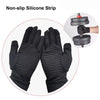 Black non-slip silicone grip gloves shown next to a weight plate for arthritis relief