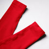 Leuchtend rote, hoch taillierte, nahtlose Yoga-Leggings auf weißem Hintergrund.