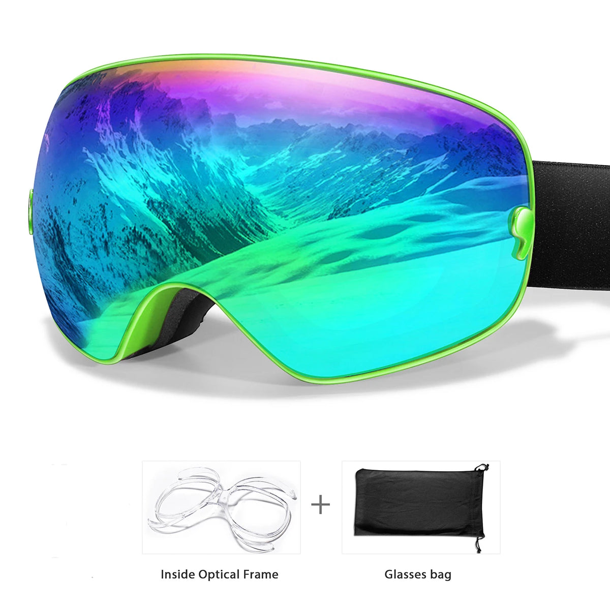 Outdoor Ski Goggles with Protective Case and Anti-Fog Lenses