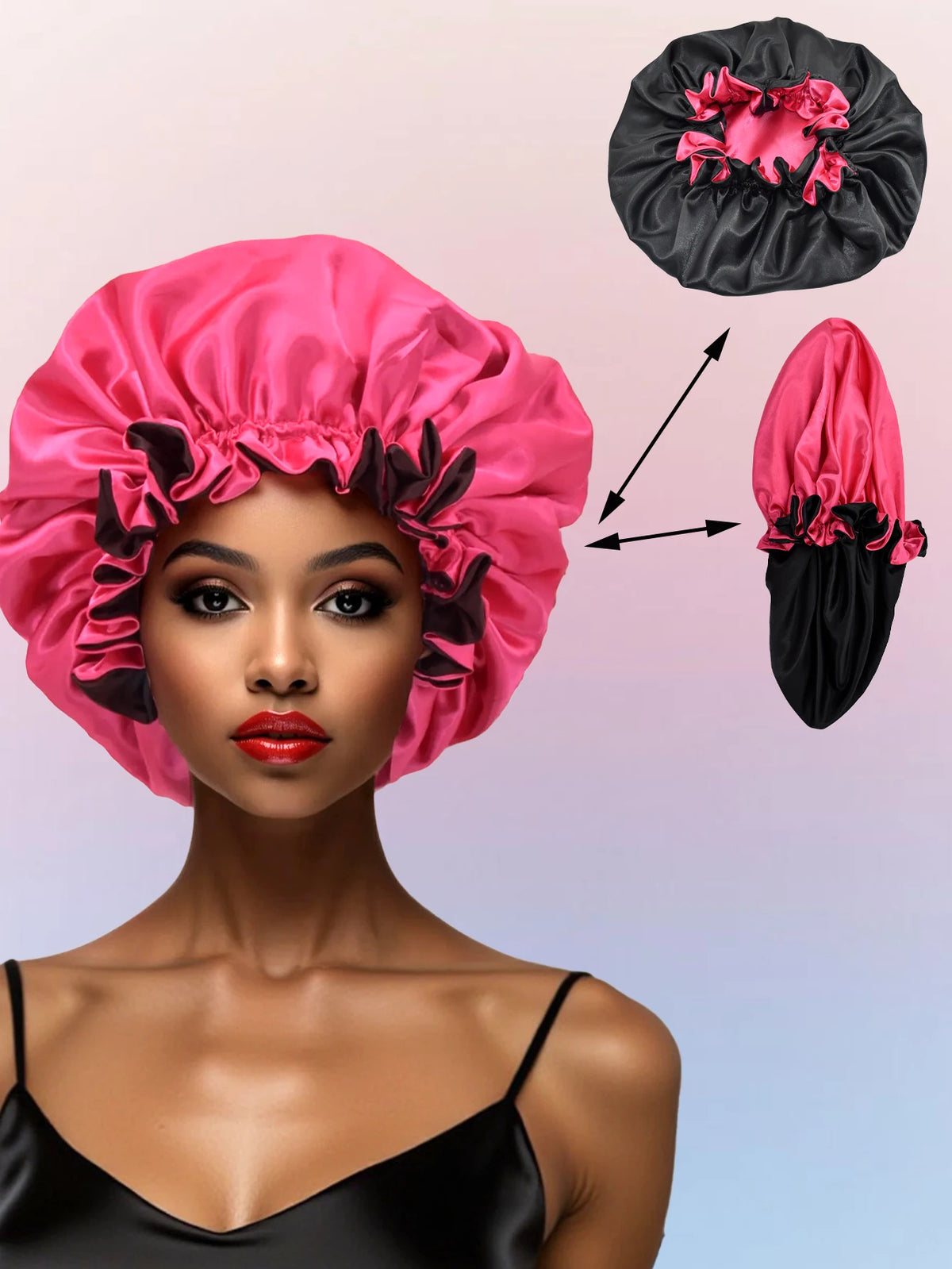 Reversible Satin Sleep Cap with Adjustable Fit