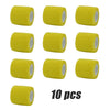 A set of ten yellow self-adhesive elastic bandage tape rolls arranged in a grid.