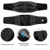 Black orthopedic lumbar support belt featuring anti-skid bands, sticky touch fasteners, and a breathable elastic band.