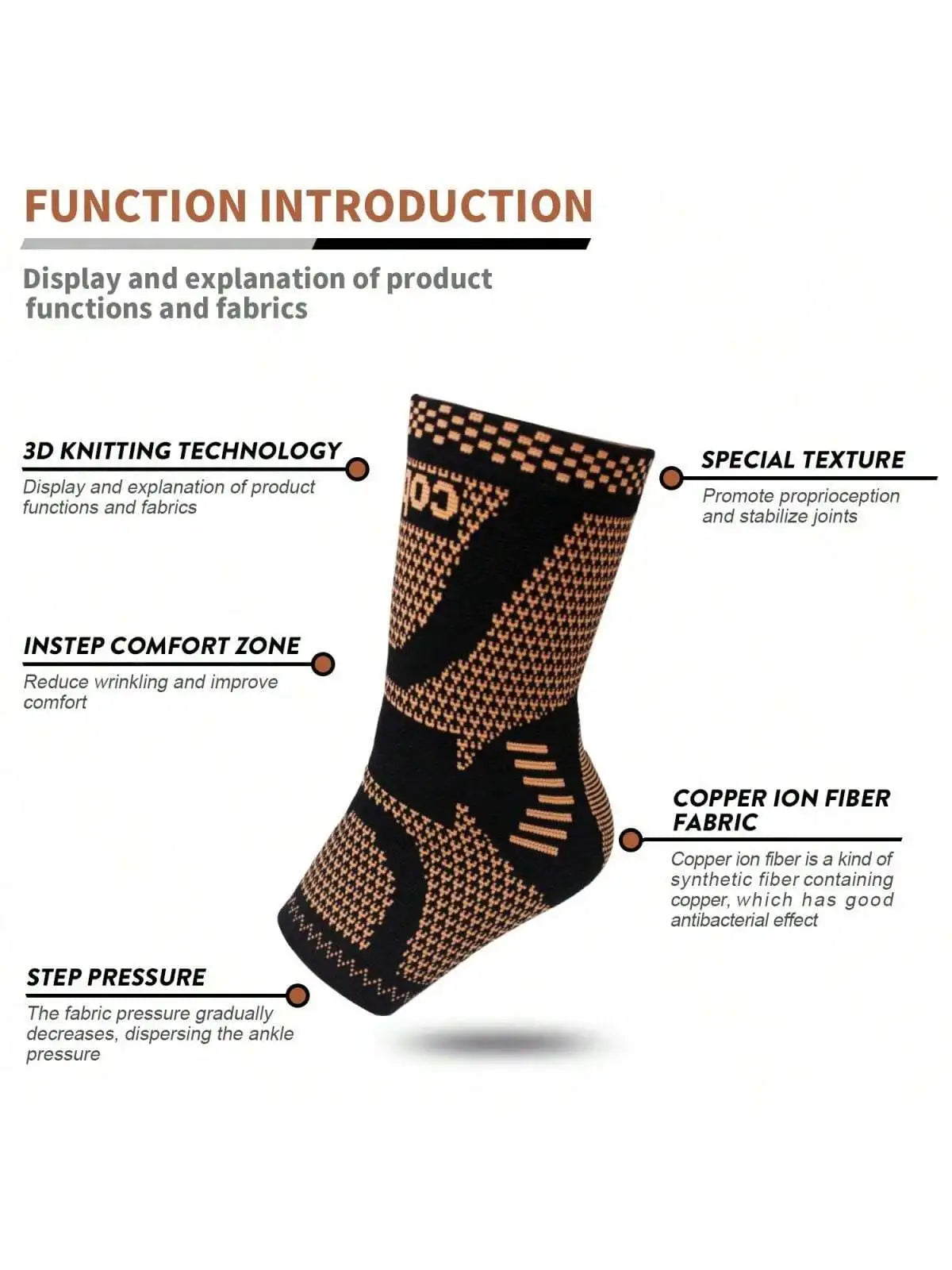 Manche de compression noire tricotée au niveau de la cheville avec un motif texturé