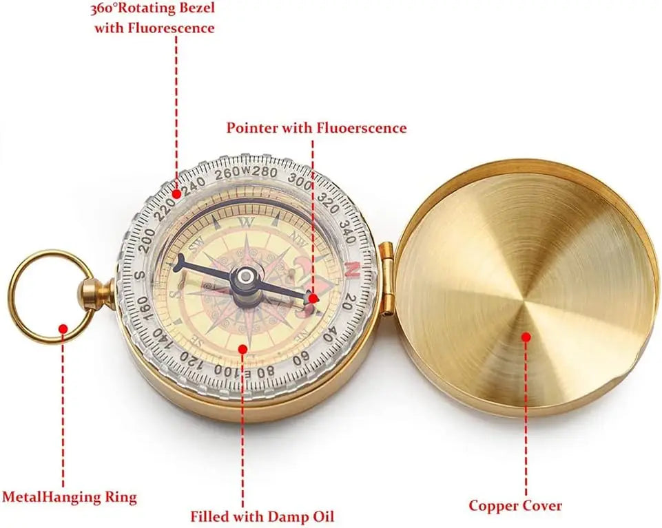 Vintage Brass Compass for Outdoor Navigation