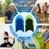 A collage showing various activities like swimming, hiking, yoga, camping, and golf, with a cooling sports headscarf featured