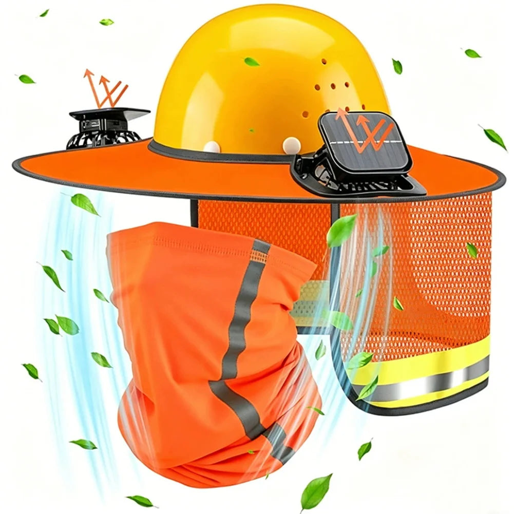 Hard Hat Sun Shade with Dual Cooling Fans for Construction Workers