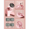 Pink smart screen display counter for cycling, showing metrics like calories and time.