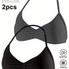 Sujetador deportivo sin costuras negro ultra suave en conjunto de dos piezas con elasticidad y transpirabilidad rápida