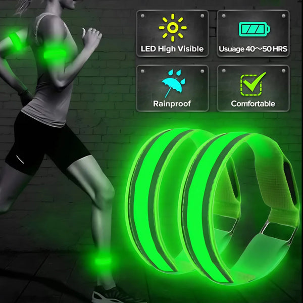 USB Rechargeable LED Safety Armband for Night Running and Cycling