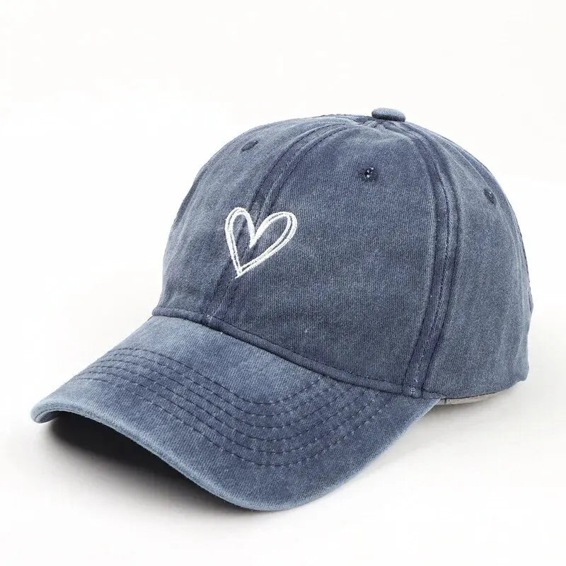 Peach Heart Embroidered Baseball Cap