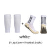 White anti-slip football socks and leg cover set for protection