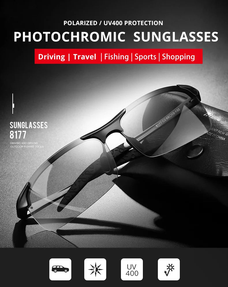 Photochromic Polarized Sports Sunglasses with UV400 Protection