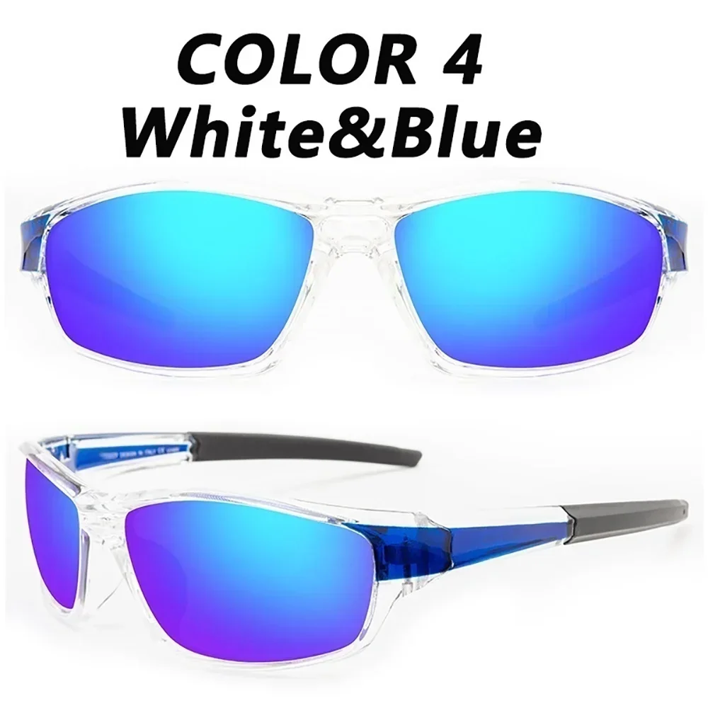 Paire de lunettes de soleil polarisées blanches et bleues en gros plan