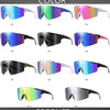 A collection of various colored cycling sunglasses models showing different lens tints and frames.