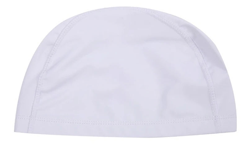 White unisex waterproof swim cap for long hair protection