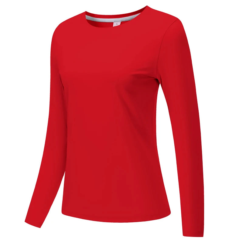 Top largo de yoga y running, ligero y transpirable, de color rojo brillante.