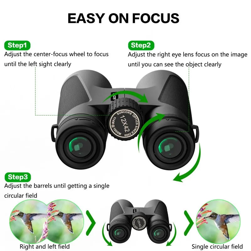 12x42 High-Powered Binoculars with BAK4 Prism