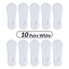 Ten pairs of white men's invisible silicone no-show socks