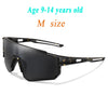 Black UV protection baseball sunglasses for kids in M size with a gold pattern.