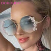 Women's Rhinestone Oversized Round Sunglasses with UV400 Protection