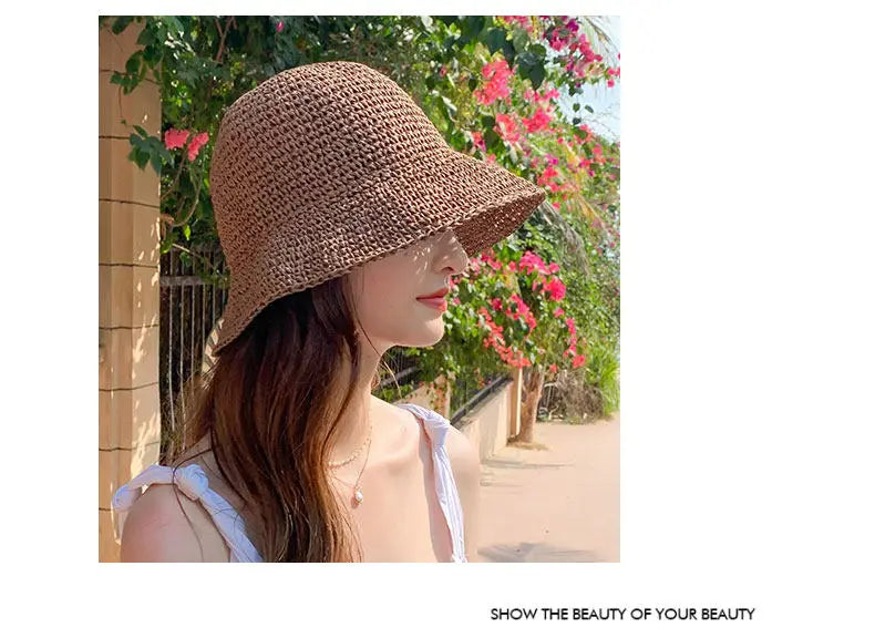 Handwoven Straw Sun Hat with Wide Brim