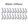 A set of ten pairs of white multi-sport athletic grip socks laid out in a row.