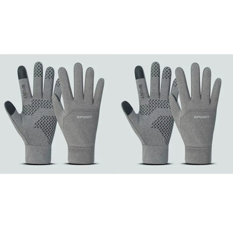 A set of four gray sports football gloves shown against a light gray background.