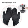 Black non-slip silicone grip gloves shown next to a weightlifting glove.