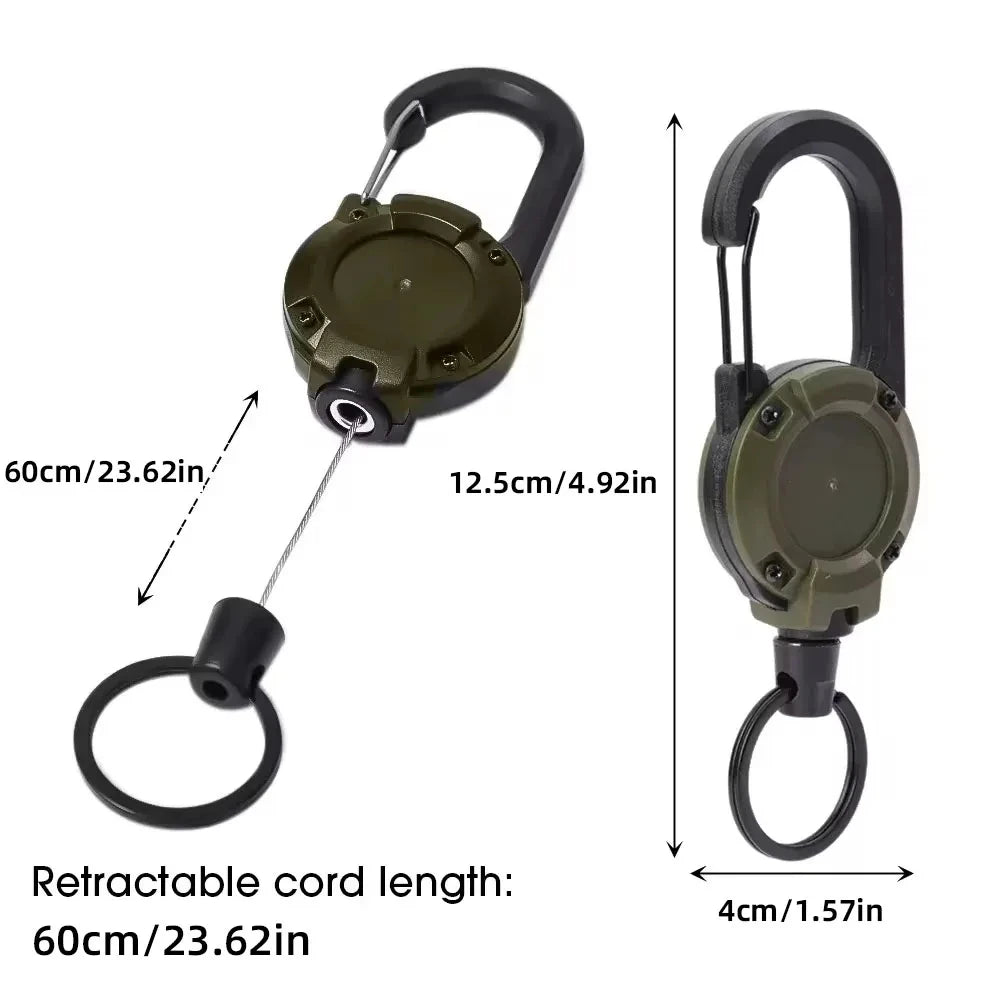 Retractable Heavy-Duty Keychain Reel with Carabiner Clip