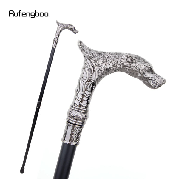 Vintage Wolf-Head Walking Cane with Steel Shaft