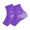 Purple ergonomic plantar fasciitis relief socks shown from the side.