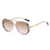 Vintage oversized designer sunglasses with pink tinted lenses and gold-toned metal frames